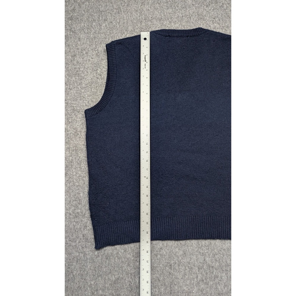 Vtg Sansabelt Sweater Mens Large Blue‎ Grandpa Wool Blend Y2K Preppy Professor - Picture 9 of 11